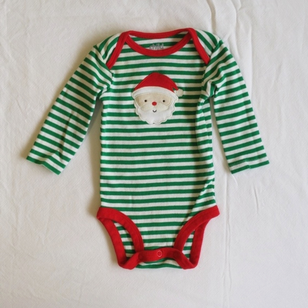 child of mine striped santa christmas long sleeve bodysuit diaper shirt 3 months